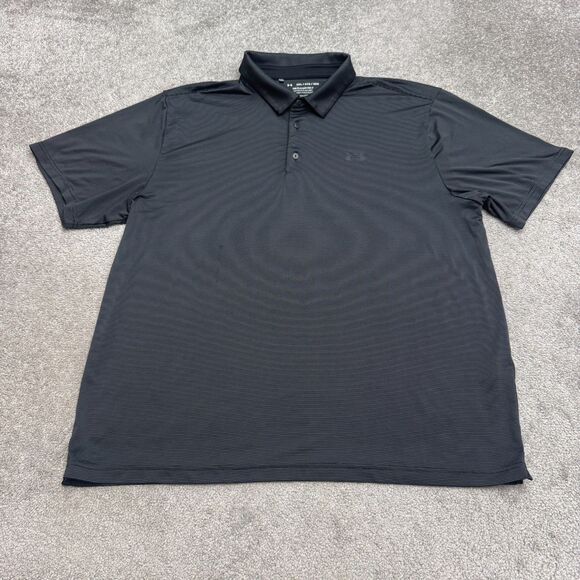 Under Armour The Playoff Loose Fit Polo Shirt Mens 2XL Gray Striped Performance - Picture 1 of 14